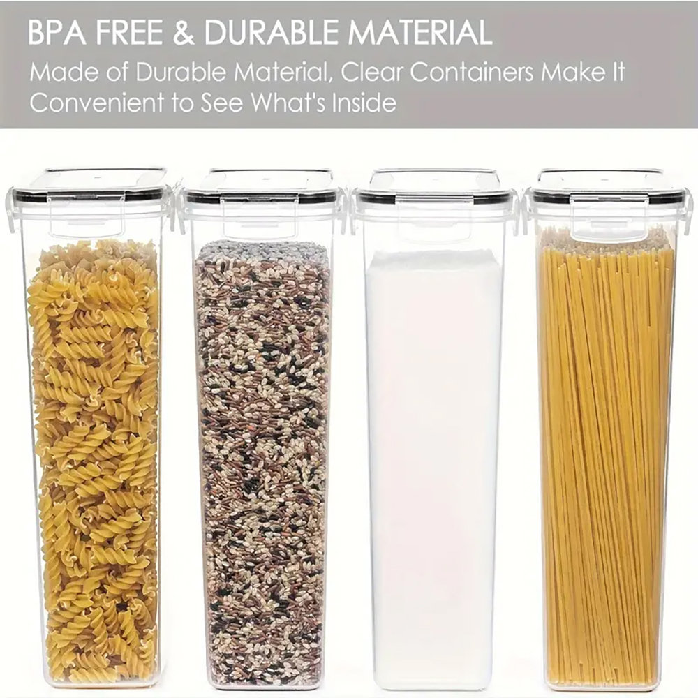 4 Pack Airtight Food Storage Containers With Lids，8L Pasta Containers For Pantry Organization And Storage, BPA Free Kitchen Canisters For Spaghetti, Flour, Sugar And Noodles Come With Free Labels And Marker